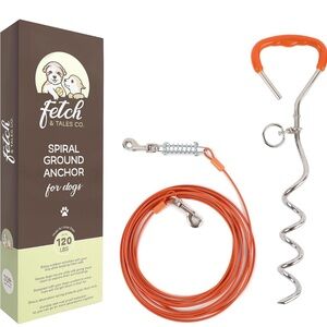 Fetch & Tales Co. Spiral Ground Anchor for Dogs 🐕 Up to 120lbs & 30ft Rope